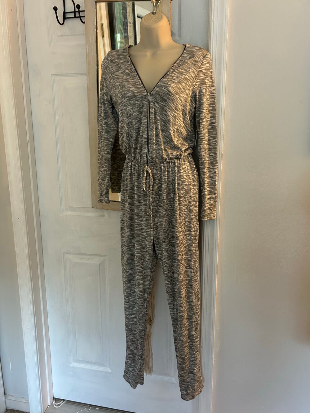 Charlotte Russe Spacedye Marled Knit Zipper Jumpsuit
